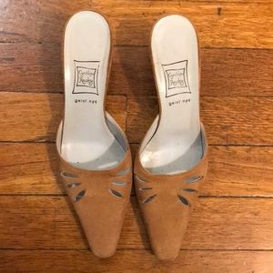Cynthia Rowley beige suede mules